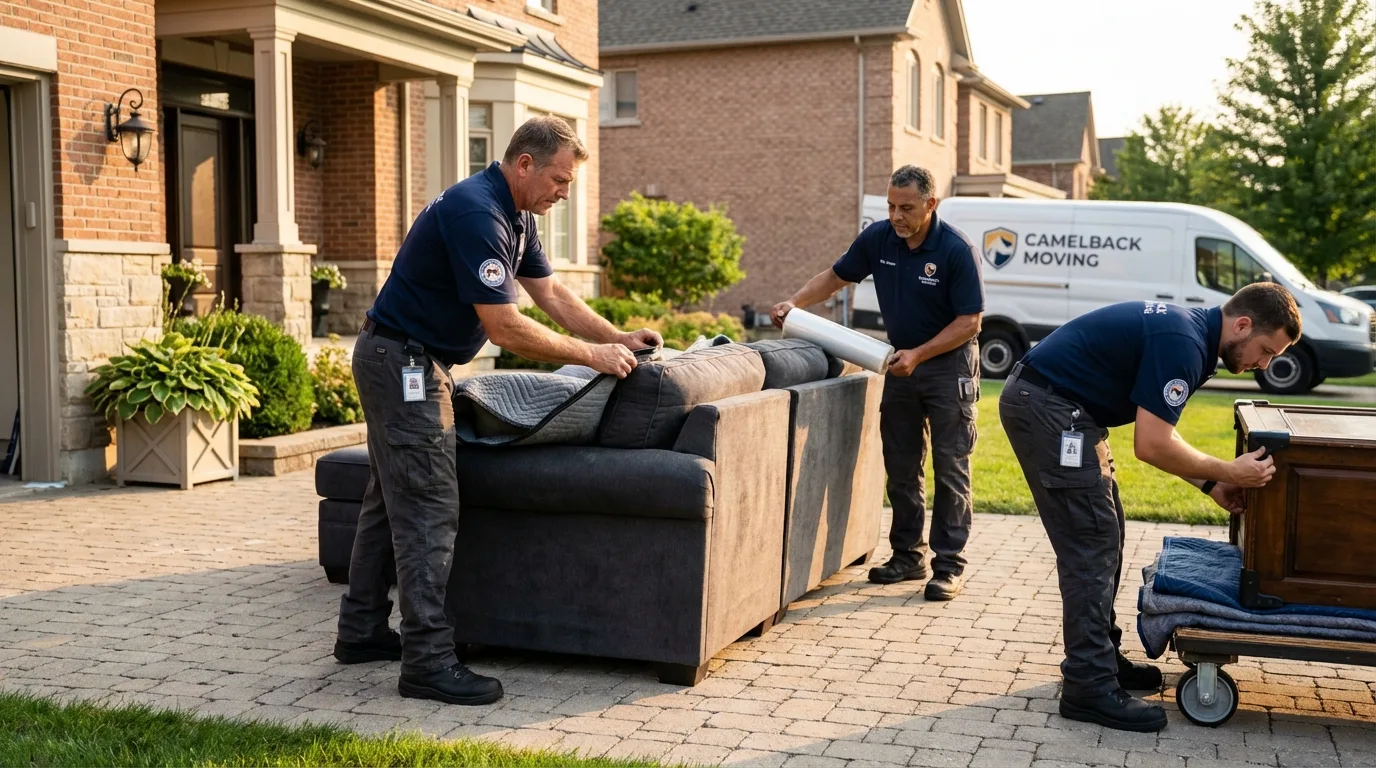 Large estate moving crew wrapping furniture in Grand Coulee, WA