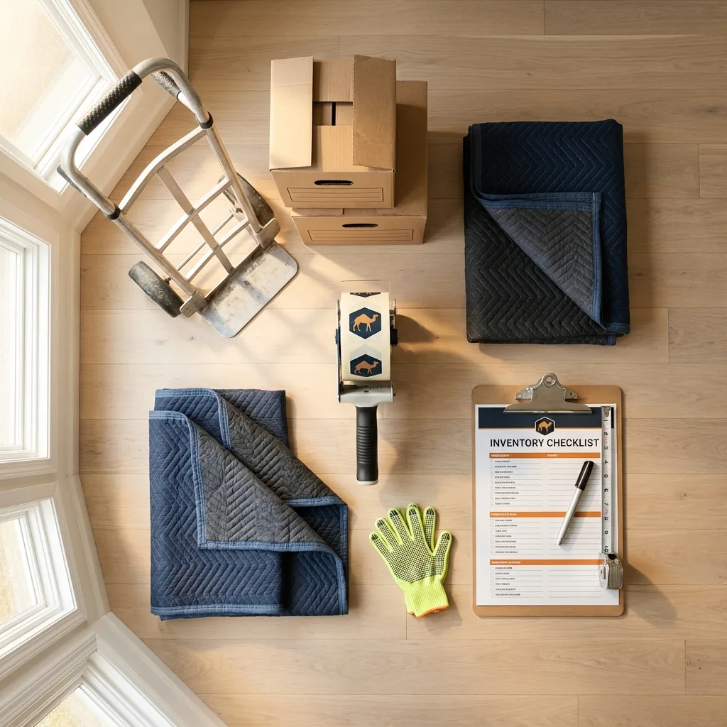 Professional moving supplies and packing materials layout for Grand Coulee residential relocations
